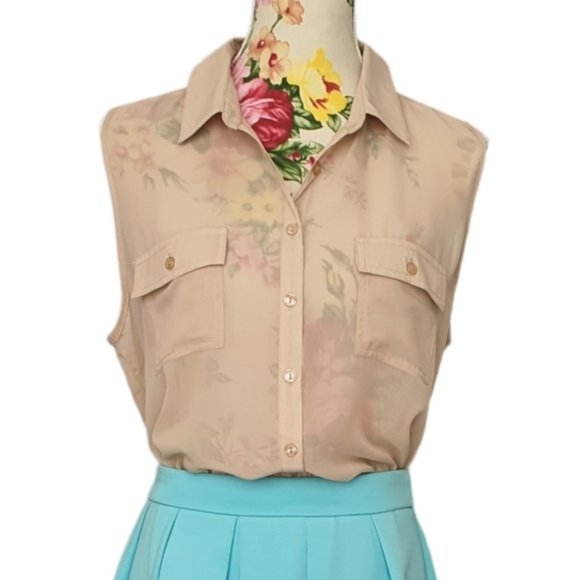 Impulse Sheer Sleeveless Shirt Size 16 - Picture 9 of 11